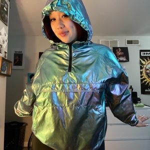 UO holographic windbreaker